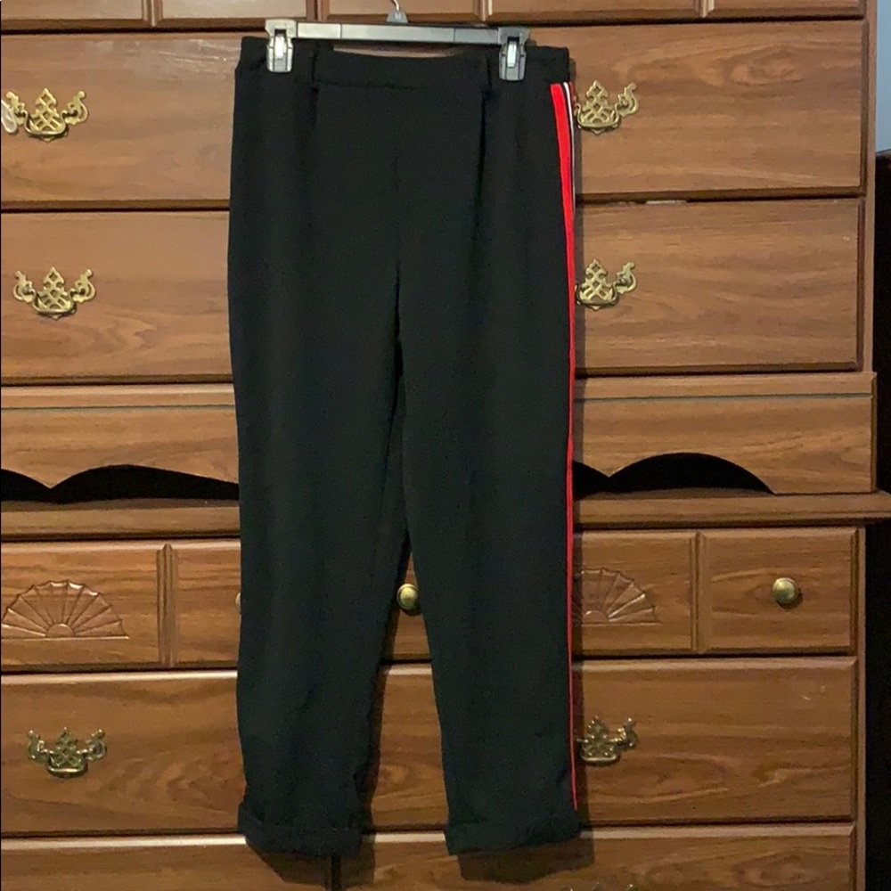 Black Pants with Red Stripes